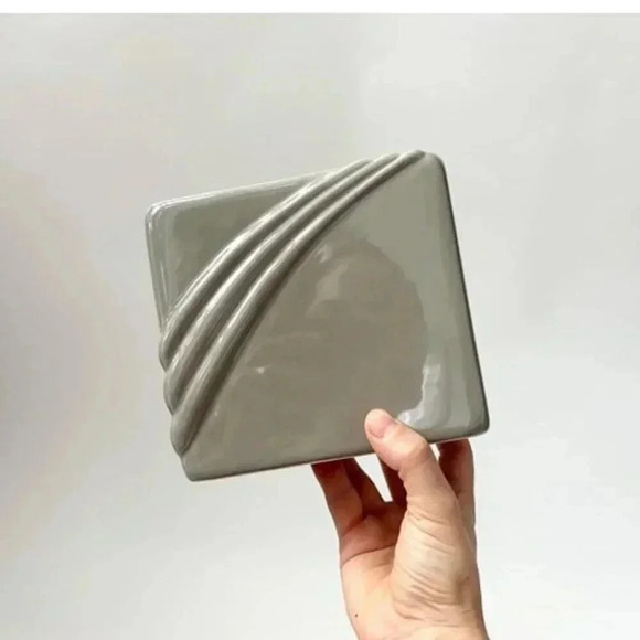 Vintage Midcentury Modern Gray Square 1985 Made Inarco #1330 Retro Ceramic Glaze - Picture 1 of 7